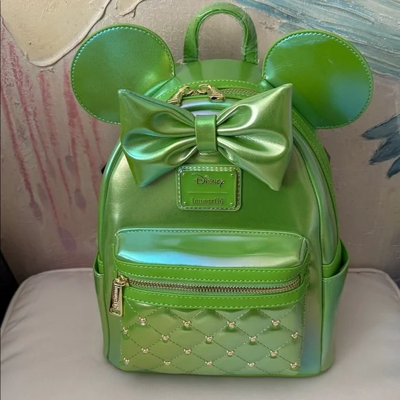 Loungefly Disney Minnie Mouse Classic series Emerald  Iridescent BP New! - Picture 5 of 13